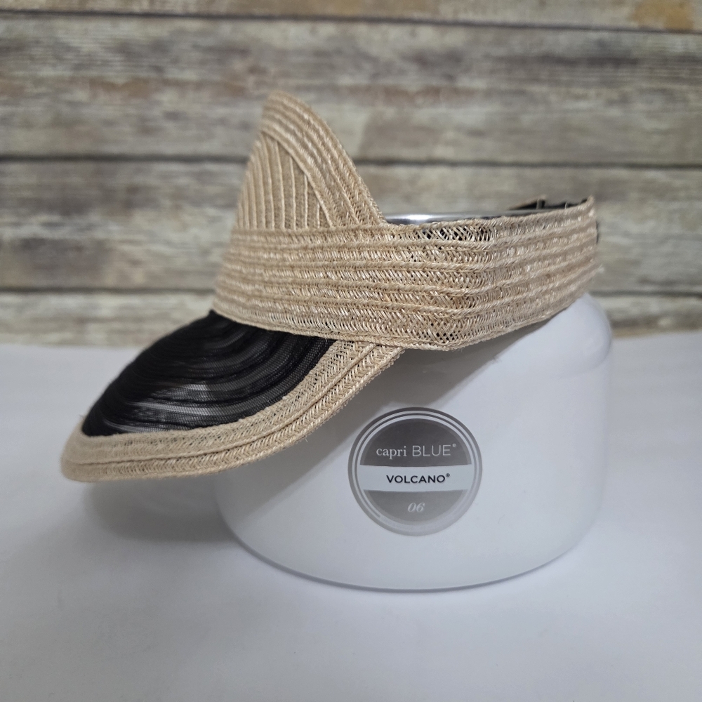 Eugenia Kim VICKY Straw Woven Weave Mesh Sun Visor Hat Accessory Natural - Picture 2 of 9